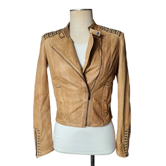 Lamarque Jackets & Blazers - Lamarque Collection Studded Leather Moto Jacket